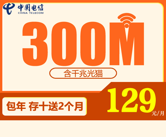 电信城中村宽带：1290元包年300M